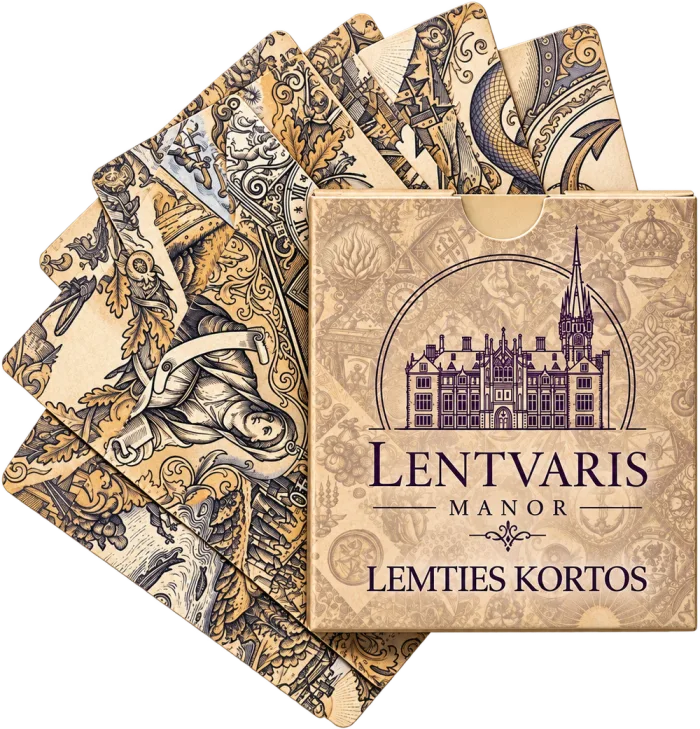 Lentvario dvaro lemties kortos — dėžutė ir kortos